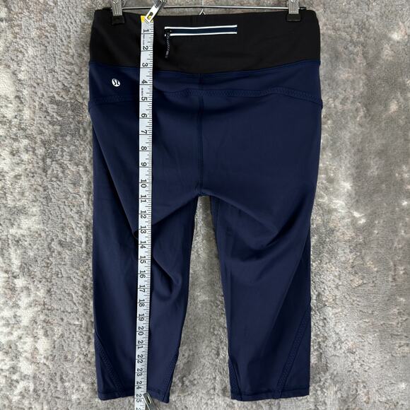 Lululemon Size 8 Athleisure Minimalist Ankle Leggings Navy Pull On Casual - Picture 2 of 8
